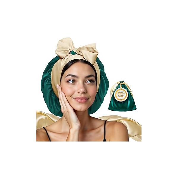 100% Mulberry Silk Sleep Mask for Women & Men - Black Blindfold Eye Cover with Adjustable Straps Night Time Wrap Headband Washing Face Blackout Hair