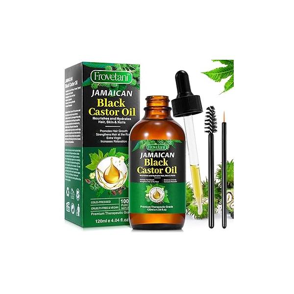 120ML Jamaican Black Castor Oil, Organic Oil for Hair Growth, Cold Press Unrefined, Thicker Eyelashes and Eyebrows, Massage Aromatherapy