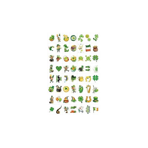 St. Patrick's Day Shamrock Temporary Tattoos, Waterproof Body Face Stickers Party Favors 144 PCS