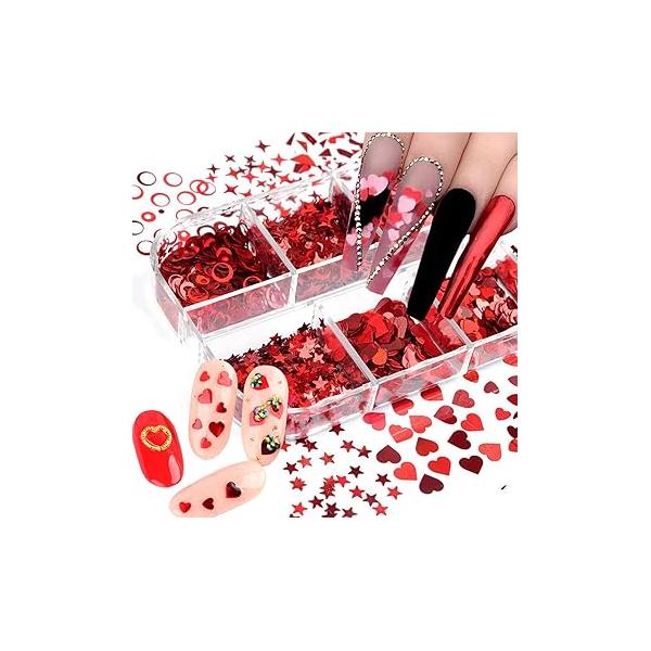 Holographic Nail Glitter Sequins 3D Laser Sliver Glitters Decor Art Accessories Letters Heart Stars Circle Butterfly Flakes Designs Nails Decorations for Women Decorative