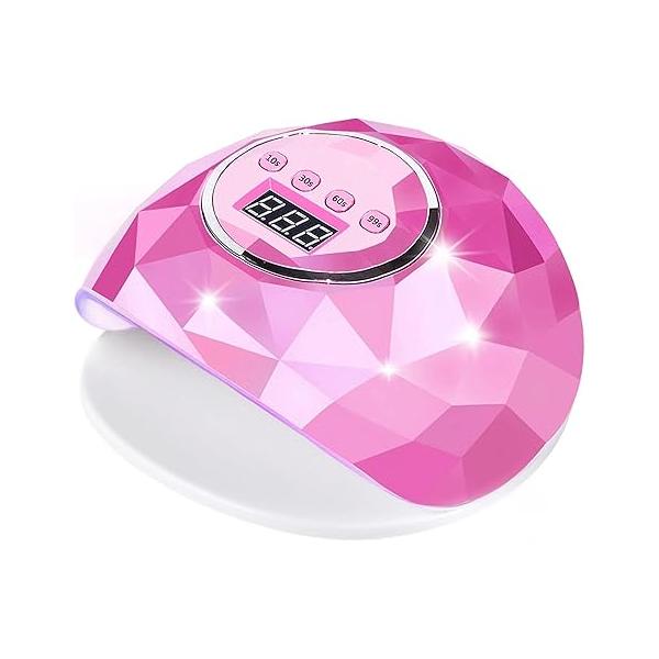 AIJIMEI Diamond Purple Nail Lamp Dryer Tools LED Gel 86W Light Polish for Professional and Beginner (Rosepink)