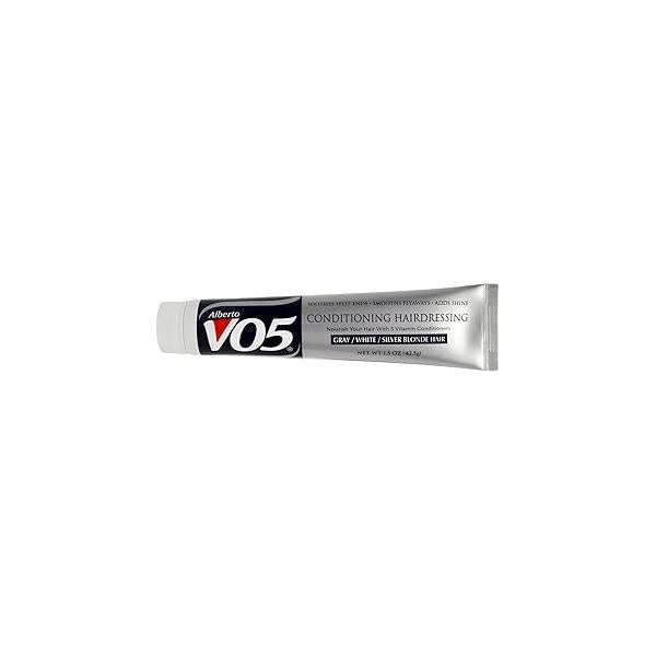 Alberto VO5 Conditioning Hairdressing for Grey White Silver Blonde Hair - Conditioner Styling Product Smooths Frizz Brightens Color 1.5 oz