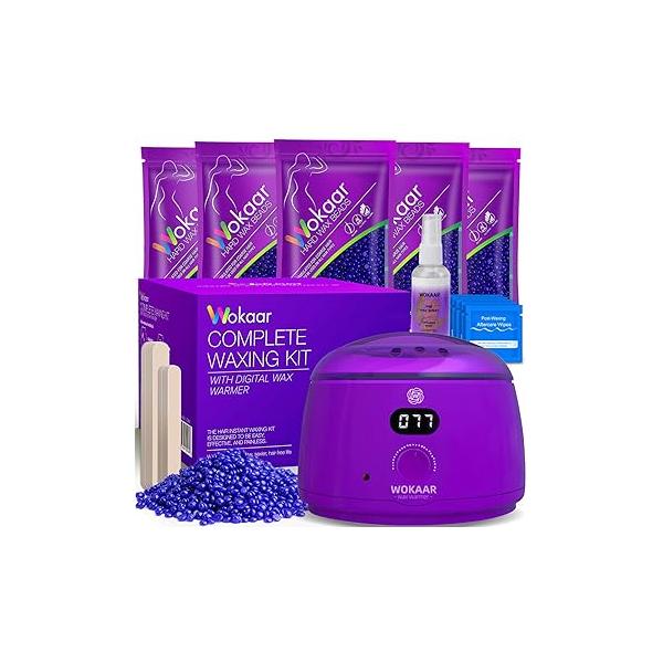 Full Body Waxing Kit for Women Men, NEW 17.6 oz Wax Beads,Gentle, Hypoallergenic,Per Month Sensitive, Combination Skin - Warmer For Hair Removal, Easy To Use