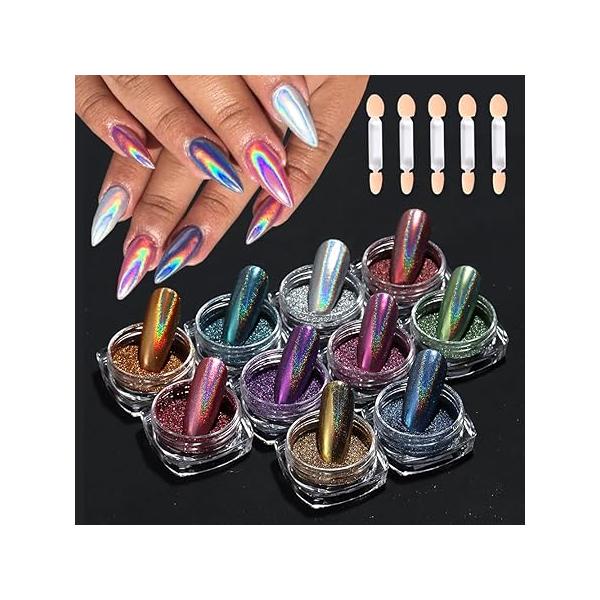 12 Colors Glow in The Dark Powder, Luminous Pigment Powder Fluorescent Neon Phosphor Glitter Dust for Gel Polish Nail Art Decoration, Resin Craft