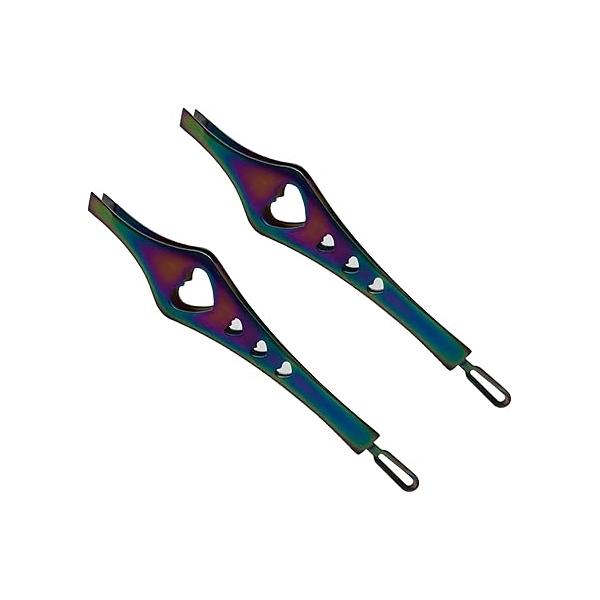 2 in 1 Rainbow Double Ended Tweezers Sharp Slant Precision Tweezer for Eyebrows & Ingrown Hair Removal Skin Care Tool Blackhead Pimple Comedone Remover (2pc)