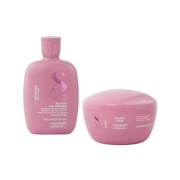 Alfaparf Milano Semi di Lino Moisture Nutritive Sulfate Free Shampoo and Hair Mask Set for Dry - Hydrates, Nourishes, Softens Safe on Color Treated Adds Shine Softness