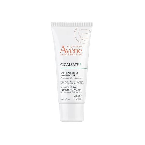Avène Cicalfate+ Hydrating Skin Recovery Emulsion for post-procedure & post-tattoo, helps restore skin barrier, 24hr hydration, 1.3 Fl Oz