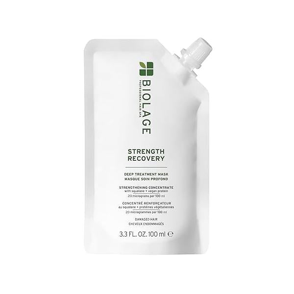 Biolage Strength Recovery Deep Treatment - Instantly Nourishes & Protects, Fortifies Strands, Reduces Breakage, With Olive Squalane Proteins, Vegan, Paraben-Free