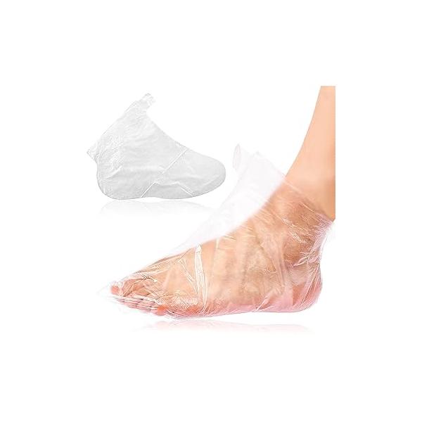 Paraffin Bath Liners for Foot, 100PCS Plastic Foot Covers Socks Hot Wax Therapy Booties Feet Thermal Protectors Bags