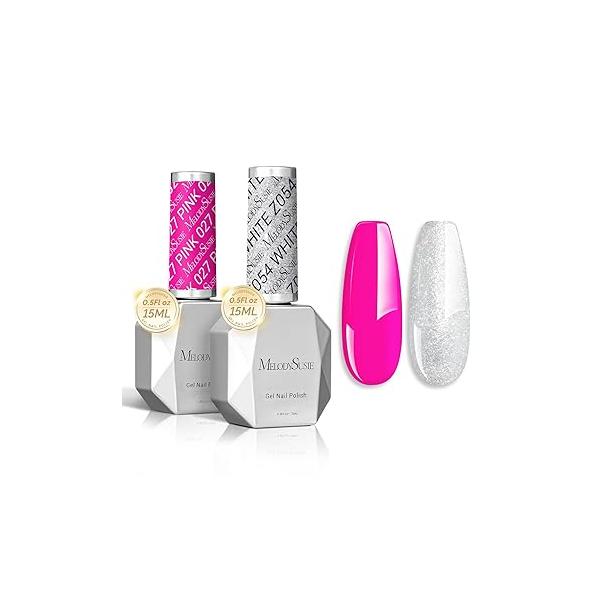 MelodySusie Thick Gel Nail Polish Set- 2 Pcs 15ML Black & White Set Soak Off UV LED Christmas Gift for Women Art Manicure Salon DIY Design Decoration at Home