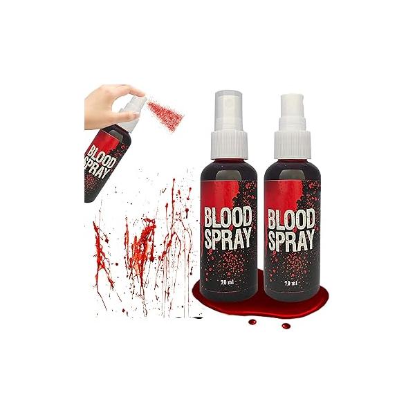 2 Pcs Realistic Washable Fake Blood Spray, Halloween Liquid Splatter for Clothes, Vampire, SFX, Zombie Clown and Stage Special Effects Makeup