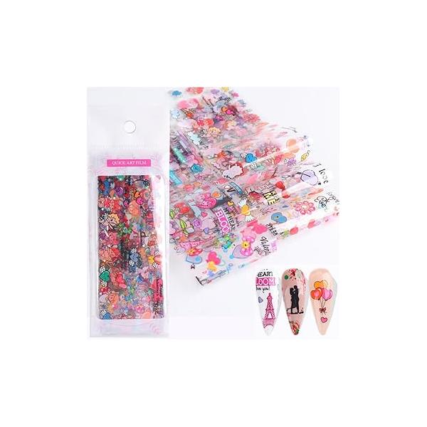 30 Sheets White Flower Nail Art Stickers, with Rhinestones Designs Decals 3D Self Adhesive Stickers Supplies for Nails Decorations