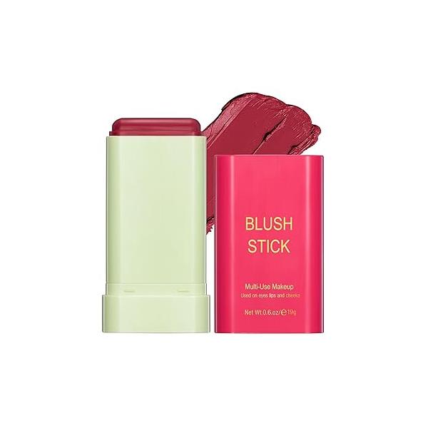 Multi-Use Makeup Blush Stick,Beauty Solid Moisturizer Stick,Waterproof Natural Nude Makeup,Tinted Stick for Eyes Lips Cheek(1#shy pink)