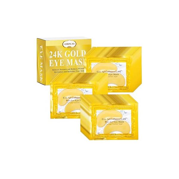 50 Pairs Under Eye Patches,24k Gold Mask,Eye Mask with Collagen,Eye Gel Pads for Puffy Eyes and Dark Circles,Reduces Wrinkles RevitalisesYour Skin, Skincare Treatment Women Men