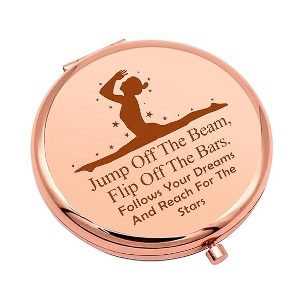 Gymnast Coach Gift Appreciation Gifts Compact Makeup Mirror Instructor Thank You Inspirational Gymnastics Teacher Folding Christmas Birthday(Silver)