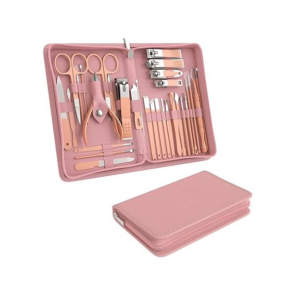 Manicure, Pedicure Kit, Nail Clippers, Professional Grooming Tools with Luxurious Travel Case, Set of 12 … (nail clippers 12pcs)