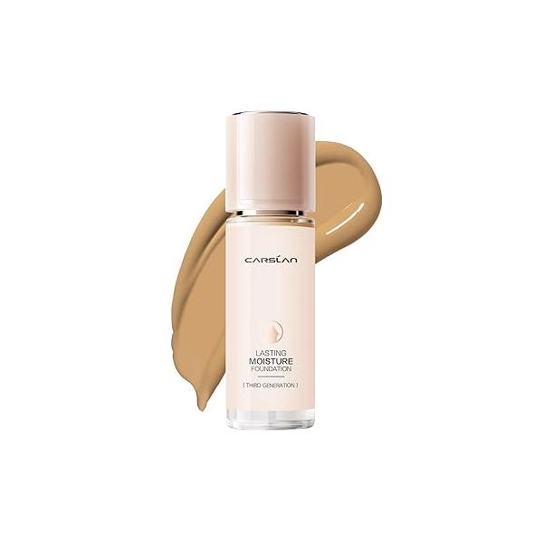 Lasting Moisture Foundation, 24H Longlasting Medium Coverage Dewy Finish Face Makeup, Poreless, Lightweight, Hydrating Liquid Foundation For Dry Skin, M02