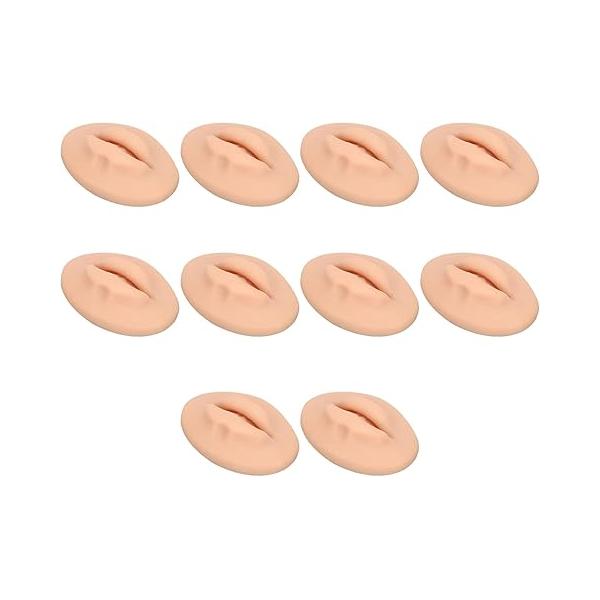 Dioche 10PCS 3D Practice Silicone Lips, Lips Open Mouth Fake for Semi Permanent Training (Dark Skin Colour)