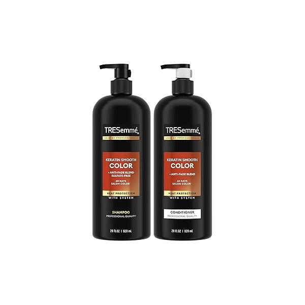 TRESemmé Shampoo and Conditioner, Keratin Smooth Color - Anti-Fade, Anti-Frizz Hair Products for Color-Treated Hair, 28 Oz Ea