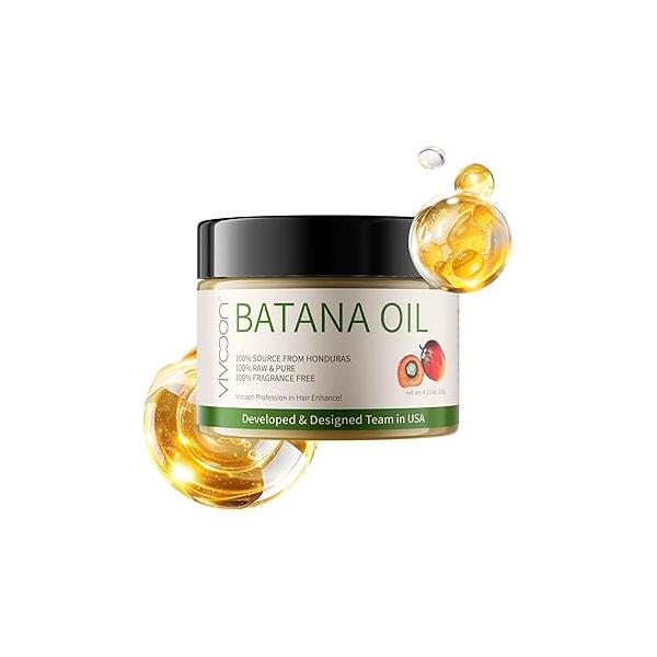 Raw Batana Oil for Hair Growth, 100% Natural & Pure, Dr. Sebi from Honduros Unrefined and Organic, Care Hair, Scalp Skin, 4.23 oz / 120 g, with Small Scoop