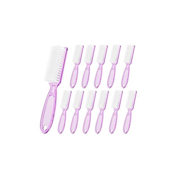 12 Pcs Handle Grip Cleaning Brushes, Hand Fingernail Nail Scrub Manicure Brush Pedicure Brush, Use for Toe and Nails (Clear Pink)