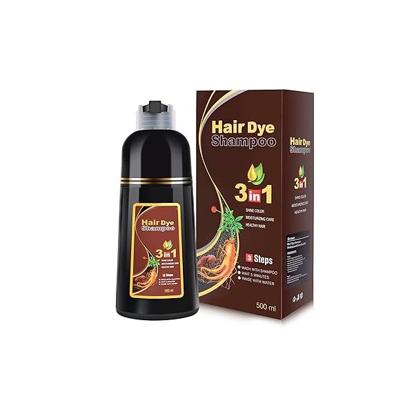 MEIDU Dark Brown Hair Color Shampoo for Gray Coverage, Instant 3-in-1 Dye Women (16.9 Fl oz)