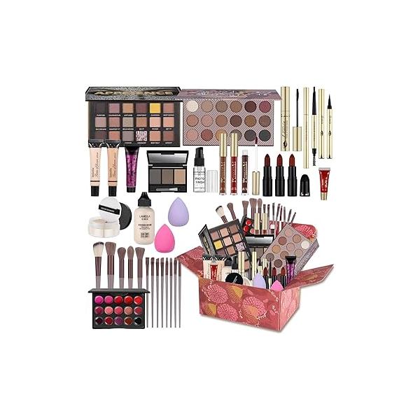 All-in-One Makeup Kit for Women & Girls - Travel Professional Set Includes Eyeshadow, Lipstick, Brow Pencil, Eyeliner Brush