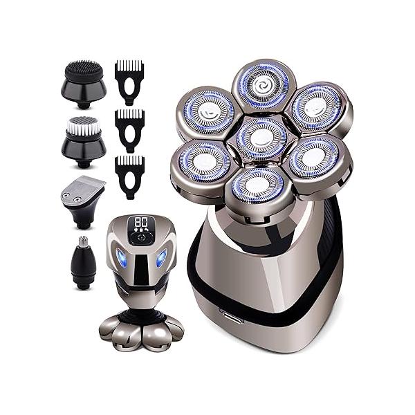 AidallsWellup Head Shavers for Bald Men: Waterproof Men Skull - Rechargeable Cordless Electric Razor Close Shaving