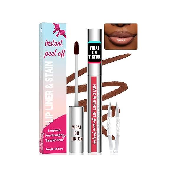 iMethod Lip Stain - Liner Stain, Peel Off with Tweezer, Natural Long Lasting Off, Waterproof, Easy to Use, Stay On All Day, Coffee
