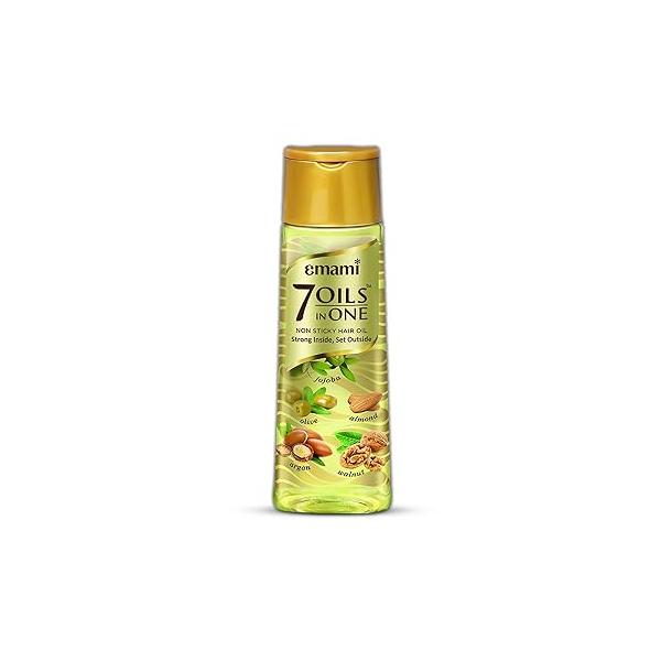 Naturix Emami Hair Oil - 7 in One, Non Sticky and Greasy, Free of Sulphates, Parabens Chemicals with Goodness Almond, Coconut, Argan Amla 200ml