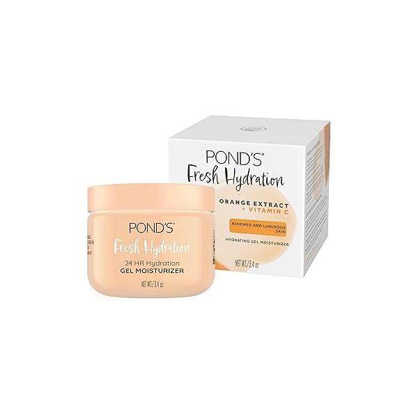 POND'S Orange Extract & Vitamin C Gel Face Moisturizer For Renewed and Luminous Skin, 3.4 oz