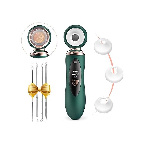 2025 Blackhead Remover Pore Vacuum, Visual Rechargeable Vacuum Facial Cleaner-3 Suction Soft Silicone,3 Probes,USB Kit Electric Acne Extractor Tool for Adult