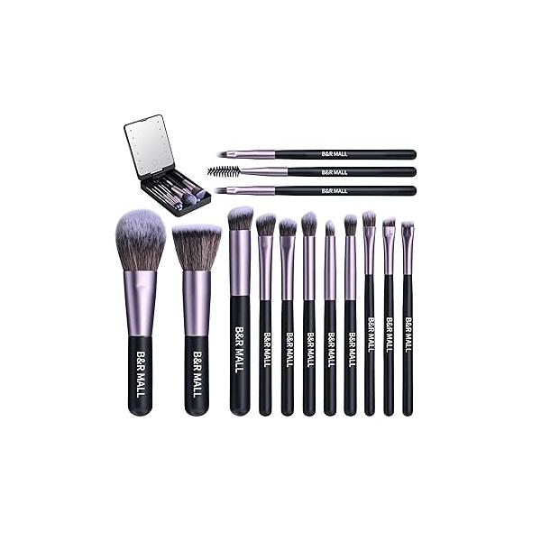 B&R MALL Mini Makeup Brush Set - Super Soft Brushes for Flawless Foundation, Concealer, Eyeshadow & More | 10-Piece Compact Kit with Stylish Storage Box, Perfect On-the-Go Touch-Ups (Pink)
