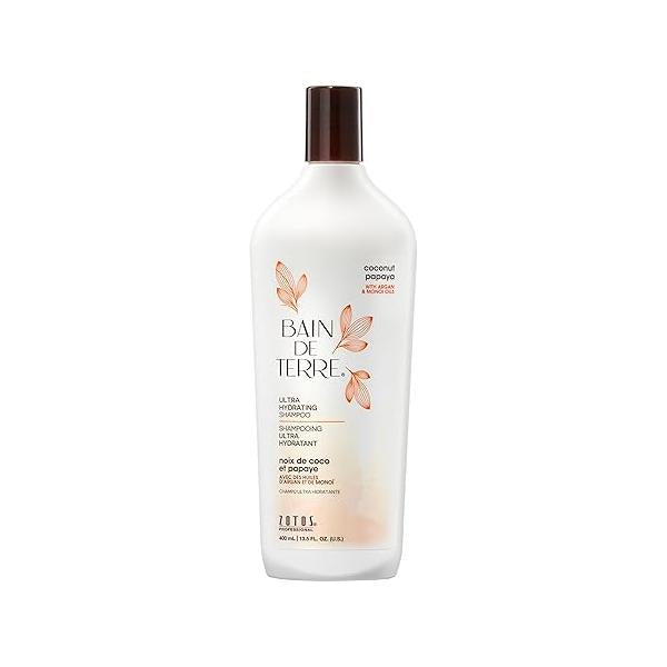 Bain de Terre Coconut Papaya Ultra Hydrating Shampoo, Moisture Quench for Dry, Damaged Hair, with Argan & Monoi Oils, Paraben-Free, Color-Safe, Vegan