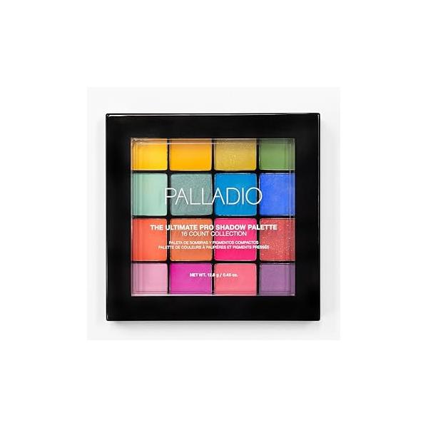 Palladio Ultimate Pro Eyeshadow Makeup Palette, 16 High-Pigmented Powder Colors, Matte, Shimmer, Satin Finishes, Natural Nudes