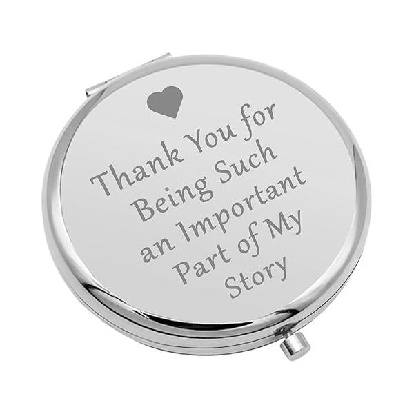Appreciation Gifts for Women Compact Makeup Mirror Thank You Boss Grateful Thanksgiving Employees Teachers Birthday Gift Mother Folding Mirror(Silver)