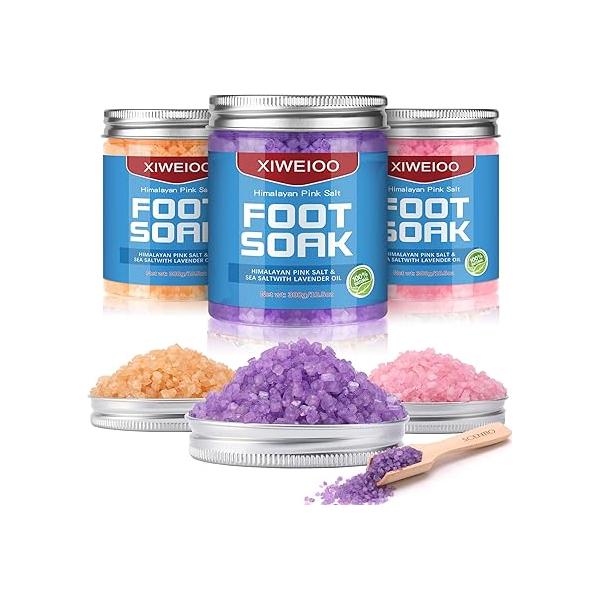 Himalayan Pink feet soka Salt 3 Set Kit Lavender Scent Orange Rose Foot Soak Salts with Epsom Set-Foot Athletes spa Bath Tea Tree Oil