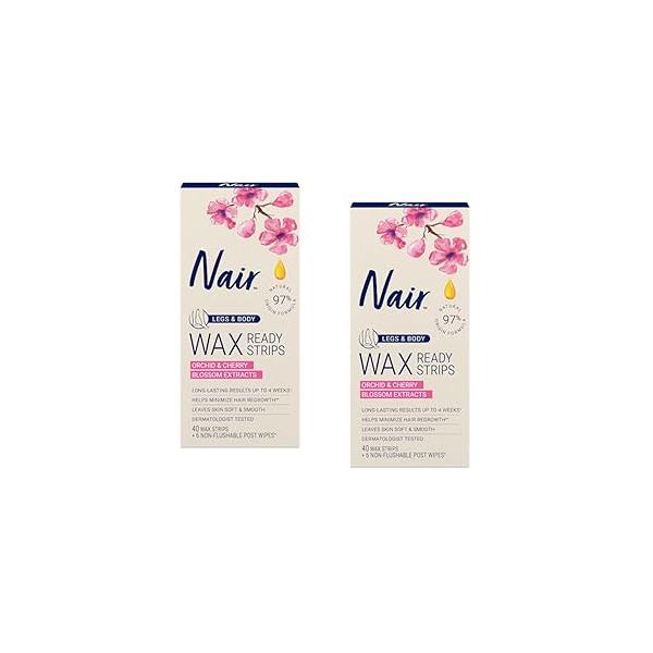 Nair Hair Remover Wax Ready-Strips 40 Count Legs/Body (2 Pack)