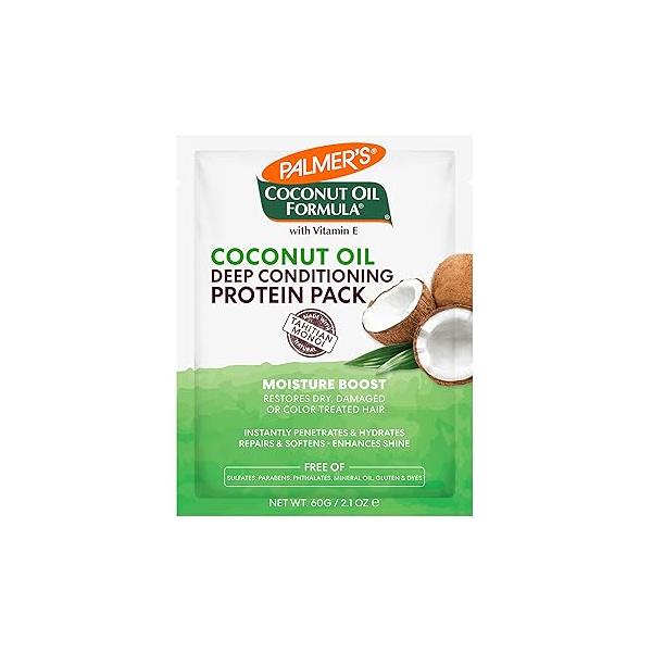 Palmer's Coconut Oil Formula Moisture Boost Protein Pack, Hair Treatment for Dry, Damaged, Over-Processed and Colored Hair, 2.1 Ounce (Pack of 12)