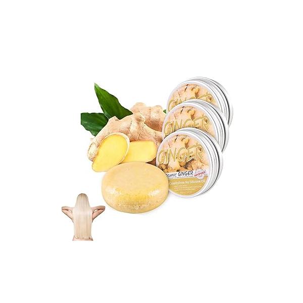 3PCS Ginger Hair Growth Shampoo, Anti Loss Natural Organic Shampoo