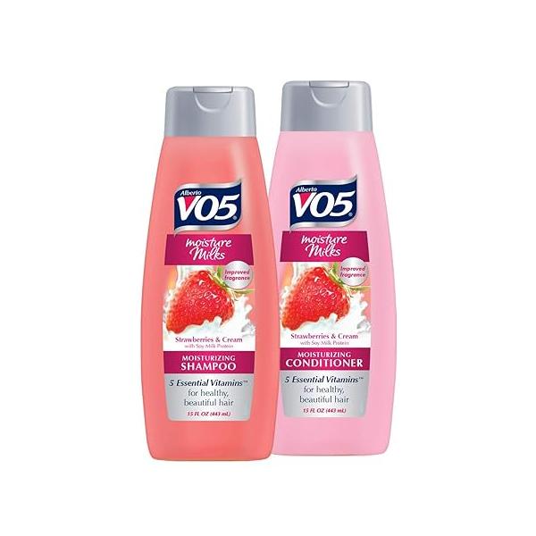 Alberto V05 Moisture Milks Strawberries & Cream Moisturizing Shampoo Conditioner Set (12.5 fl.oz) by High Ridge Brands Co