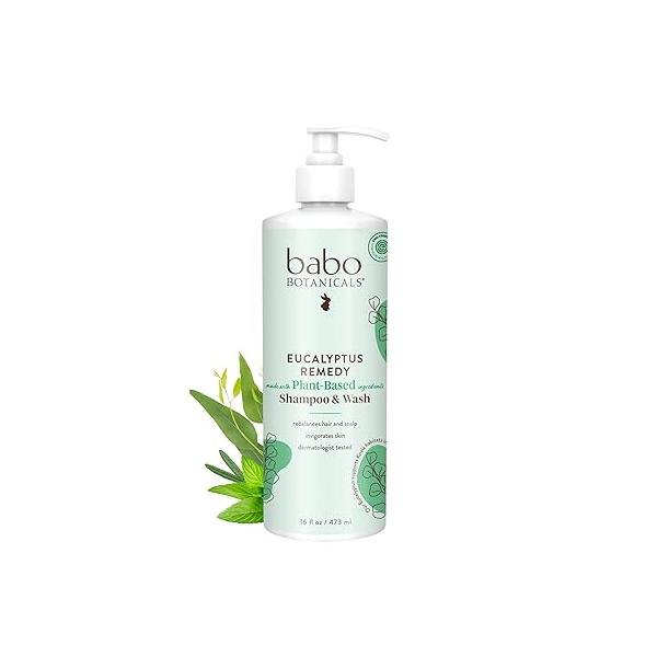 Babo Botanicals Eucalyptus Remedy Shampoo & Wash - Invigorating Rosemary Essential Oils -For all Ages EWG Verified Vegan Cruelty Free