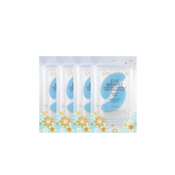 Pacifica Undereye Spot Serum Mask - Bright Eye Vitamin C for Dark Circles & Hydration, Brightening Under Treatment, Vegan Cruelty-Free, 4 Pack