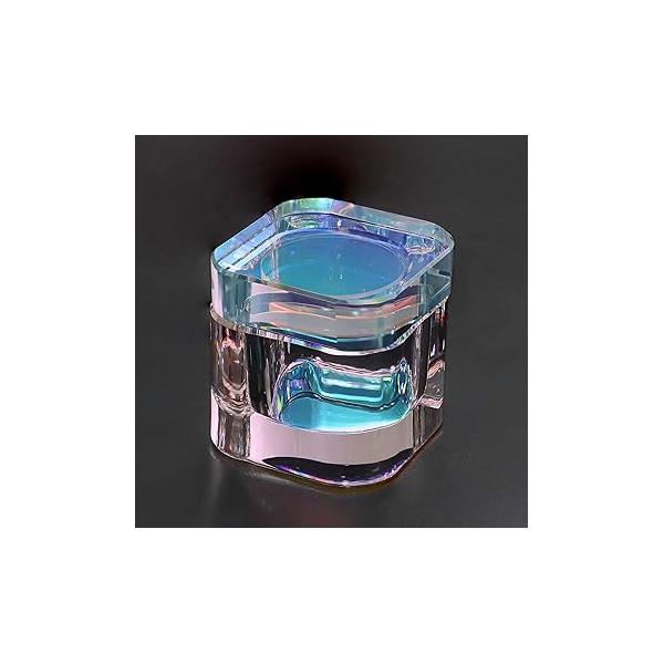 Udefineit Nails Tips Art Dappen Dish with Lid, Heavy Duty Crystal Glass Liquid Powder Monomer Cup, Dazzling Colorized Glaze Nail Brush Washing Container for Professional & Home Use