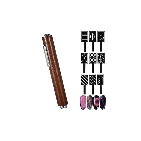 10PCS Cat Eye Magnet for Nails, 3-in-1 Multifunctional Nail Art Tools, Gel Polish with Heart - Shaped & Standard Magnetic Aids Options DIY Stunning Design(Black Walnut)