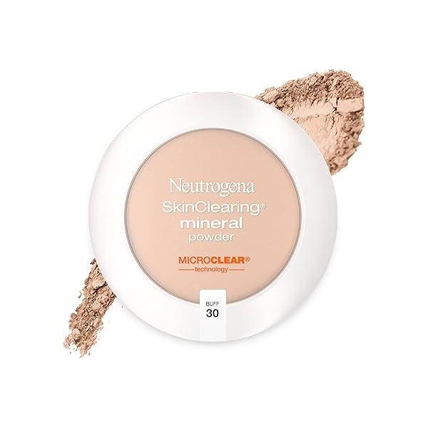 Neutrogena SkinClearing Mineral Acne-Concealing Pressed Powder Compact, Shine-Free & Oil-Absorbing Makeup with Salicylic Acid to Cover, Treat Prevent Acne Breakouts, Buff 30, .38 oz