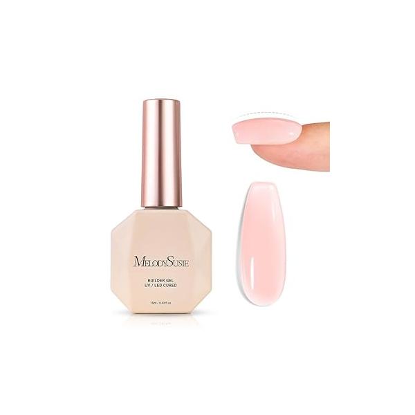 MelodySusie Clear Builder Nail Base Gel for Nails Thickening, Soak Off UV Extension Gel, Rhinestone Glue in a Bottle Art Design Salon DIY Manicure at Home Gift Women