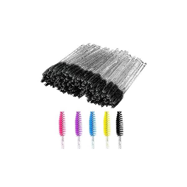 200 PCS Disposable Crystal Eyelash Mascara Brushes Wands for Eye Lash Extension, Eyebrow and Makeup (Black)