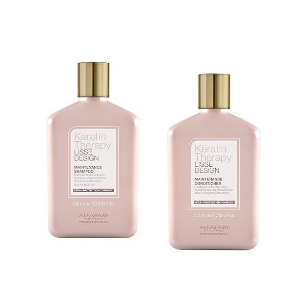 Alfaparf Milano Lisse Design Keratin Shampoo and Conditioner Set - Sulfate Free Anti-Frizz Maintains & Enhances Professional Therapy Treatment Keeps Hair Smooth Straight