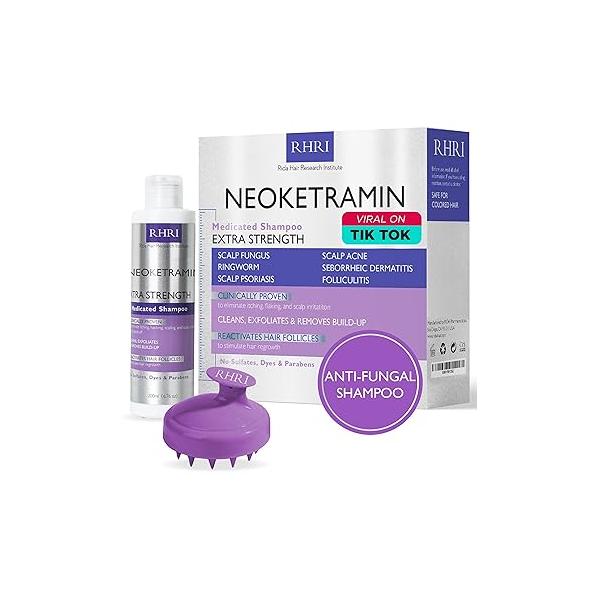 Anti Fungal Shampoo for Men & Women | Dandruff, Medicated, Folliculitis Dry Scalp, Psoriasis, Ringworm Itchy, Flaky Irritated Scalp No Paraben Sulphate w/Scrubber Brush